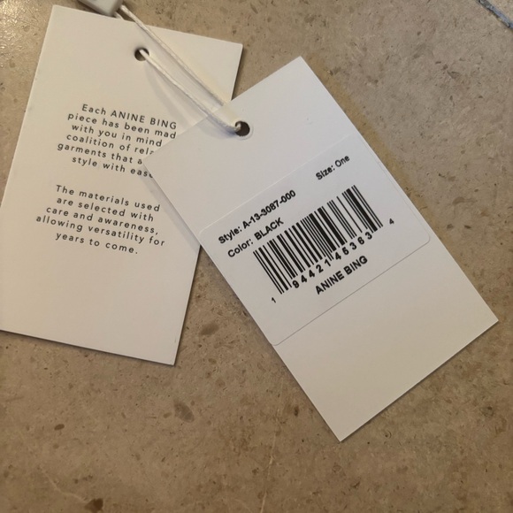 NWT Anine Bing Kate Tote Bag Nappa Leather Black Chain Monogram Logo Purse Gold - Picture 5 of 10